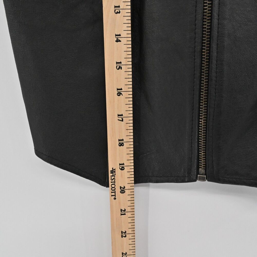 Vtg SAVANNAH Vest Womens Sz S Black Leather Combo‎ Zip Up Sleeveless Biker Retro - Picture 12 of 12